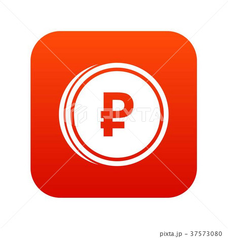 Coin ruble icon digital red Coin ruble icon digital red 37573080
