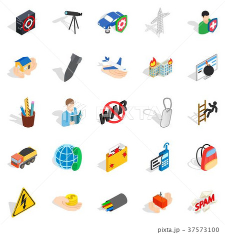Big city life icons set, isometric style 37573100