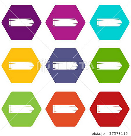 Thick arrow icon set color hexahedron Thick arrow icon set color hexahedron 37573116