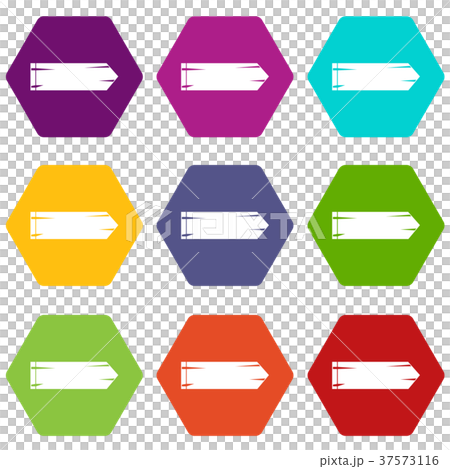Thick arrow icon set color hexahedron Thick arrow icon set color hexahedron 37573116