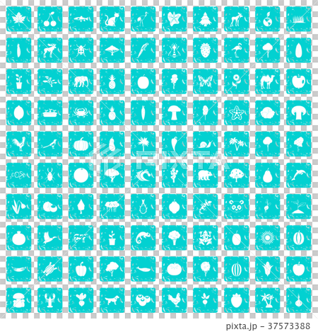100 live nature icons set grunge blue 37573388