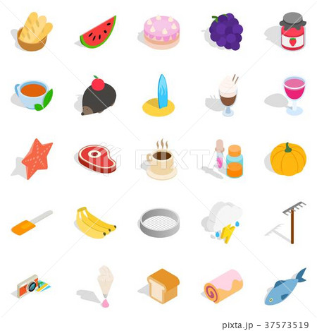 Snack for tea icons set, isometric style 37573519