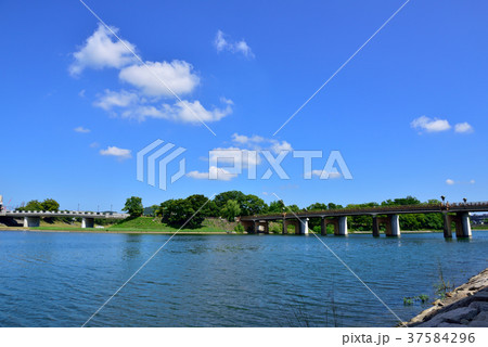 鶴見橋と蓬莱橋/岡山後楽園付近（岡山県岡山市） 37584296