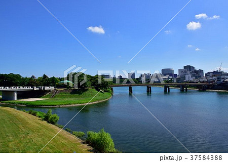 鶴見橋と蓬莱橋/岡山後楽園付近（岡山県岡山市） 37584388