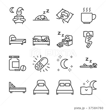 Sleep line icon set Sleep line icon set 37584760