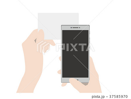 カードにスマホをかざす手 37585970