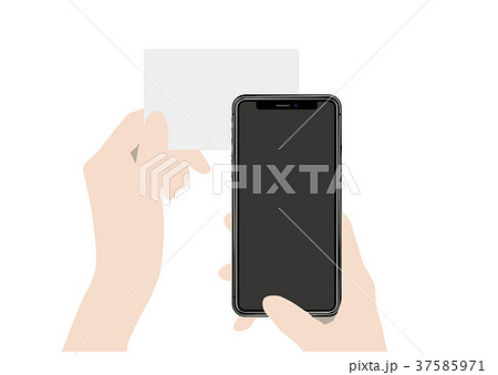 カードにスマホをかざす手 37585971