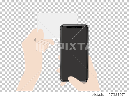 カードにスマホをかざす手 37585971