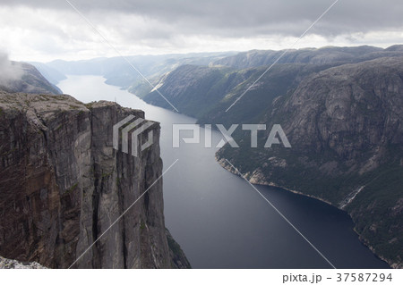 Lysefjorden from the mountain Kjerag, in Forsand Lysefjorden from the mountain Kjerag, in Forsand 37587294