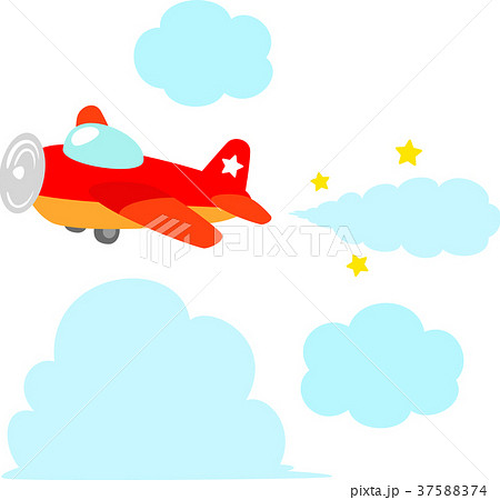 赤いプロペラ飛行機のイラスト素材 37588374 Pixta