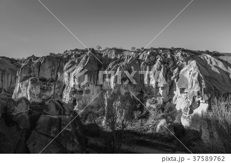Black and white image of Cappadocia landscape  37589762