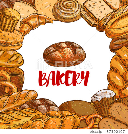 Bakery bread sketch vector poster 37590107