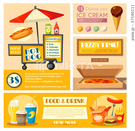 Fast food vendor menu vector poster banner Fast food vendor menu vector poster banner 37590211