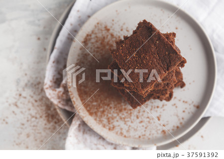 A stack of slices of healthy vegan brownie 37591392