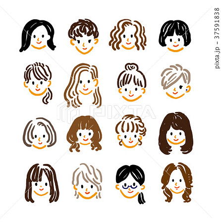 いろいろな髪型の女性1のイラスト素材 いろいろな髪型の女性1のイラスト素材