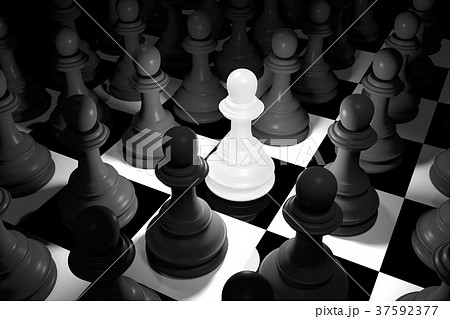 White Chess in Spotlight Surround by Black Chess White Chess in Spotlight Surround by Black Chess 37592377