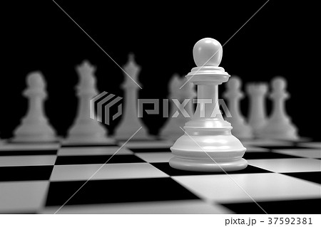 Close up of White Chess on Chessboard 37592381