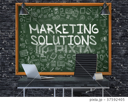 Marketing Solutions on Chalkboard with Doodle Marketing Solutions on Chalkboard with Doodle 37592405