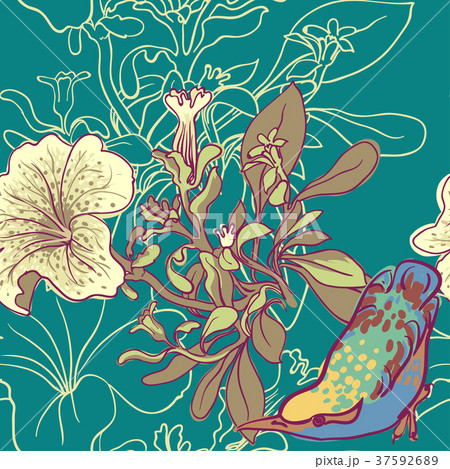 Seamless floral background with petunia 37592689