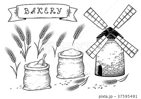 bakery set with wheat ears bakery set with wheat ears 37595491