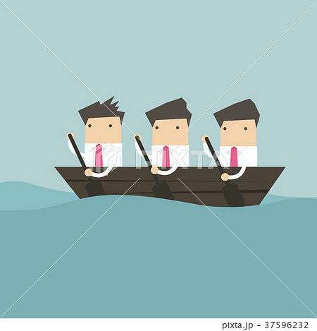 Businessman rowing team, Teamwork concept. 37596232