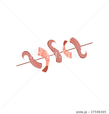 Shrimp and octopus kebabs, fresh grilled seafood 37596305