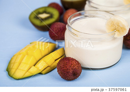 Yogurt with tropical fruits Yogurt with tropical fruits 37597061