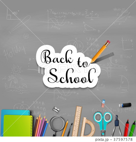 Back to school title texts with school supplies 37597578