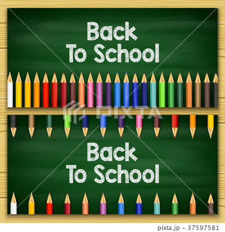 Colored pencils on chalkboard background Colored pencils on chalkboard background 37597581