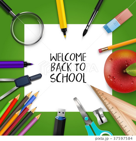 Welcome Back to school template with schools suppl 37597584