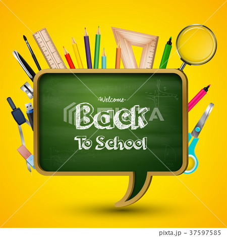 Welcome back to school with blackboard and school  37597585