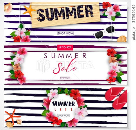 Set of summer sale banner design 37599149