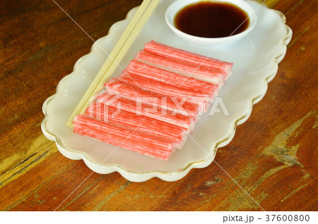 imitation crab stick made from fish with soy sauce imitation crab stick made from fish with soy sauce 37600800
