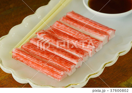 imitation crab stick made from fish with soy sauce imitation crab stick made from fish with soy sauce 37600802