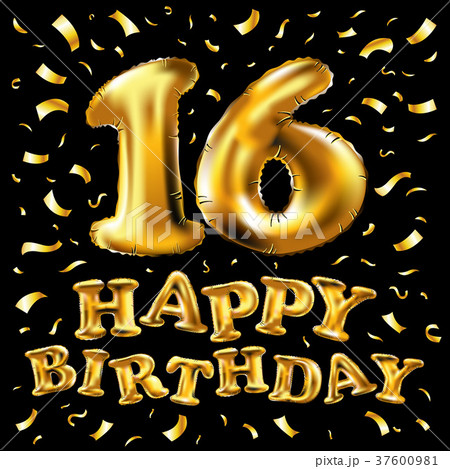 16th Birthday celebration with gold balloons 37600981