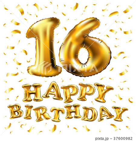 vector 16 happy Birthday celebration with gold  37600982