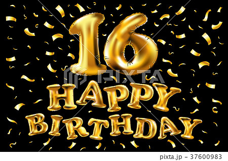 16th Birthday celebration with gold balloons  37600983