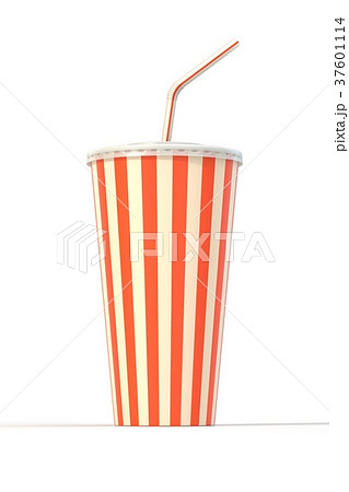 Fast food cola drink cup and drinking straw 37601114