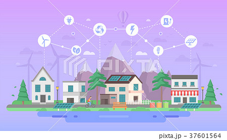 Eco-friendly city district - modern flat design 37601564