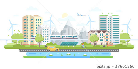Eco-friendly city district - modern flat design 37601566