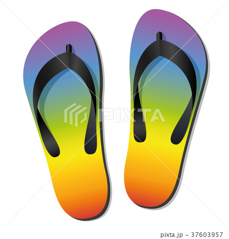 flip flops with rainbow logo