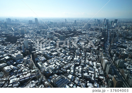 日本の東京都市景観・4年ぶりの大雪から一夜明け「広尾や渋谷などを望む」＝2018年1月23日撮影 37604003