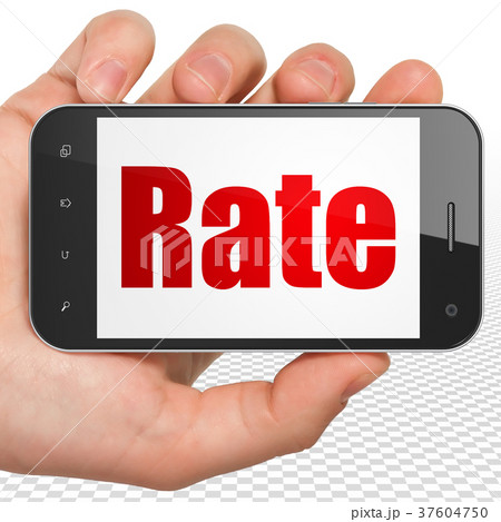 Banking concept: Hand Holding Smartphone with Rate Banking concept: Hand Holding Smartphone with Rate 37604750
