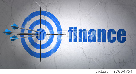 Currency concept: target and Finance on wall 37604754