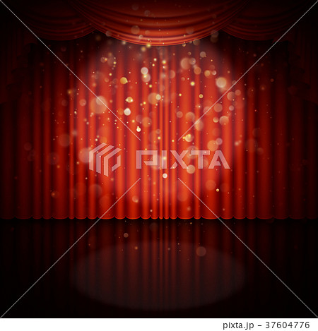 Stage with red curtain. EPS 10 vector 37604776