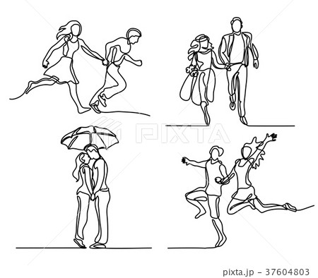 Set continuous happy running couple 37604803
