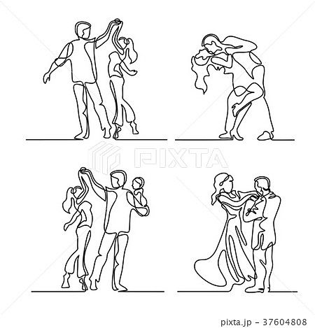 Set continuous happy loving couple dancing. 37604808