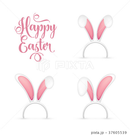 Easter Bunny Ears. Pink and White Mask with Rabbit 37605539