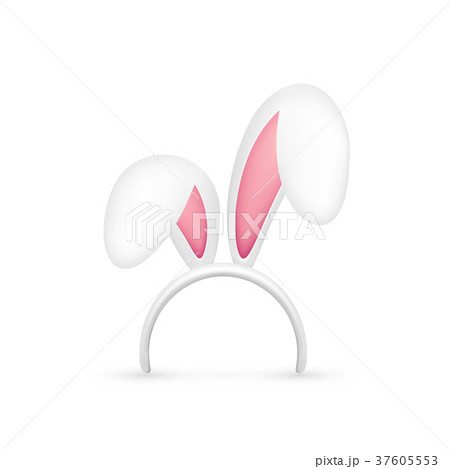 Easter Bunny Ears. Pink and White Mask with Rabbit Easter Bunny Ears. Pink and White Mask with Rabbit 37605553