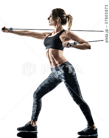 woman pilates fitness elastic resistant band woman pilates fitness elastic resistant band 37605973